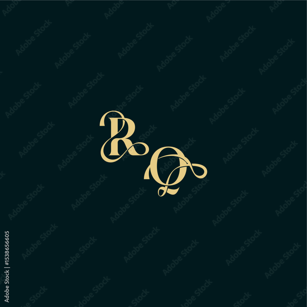 bold concept design elegant and curvy style monogram RQ wedding logo initial letter bold concept design elegant and curvy style monogram RQ wedding logo initial letter