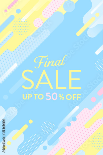 ポップでかわいい、メンフィス背景素材 ( フレーム　見出し　タイトル　メンフィス　チラシ　セール )