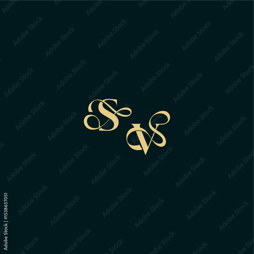 bold concept design elegant and curvy style monogram SV wedding logo initial letter bold concept design elegant and curvy style monogram SV wedding logo initial letter