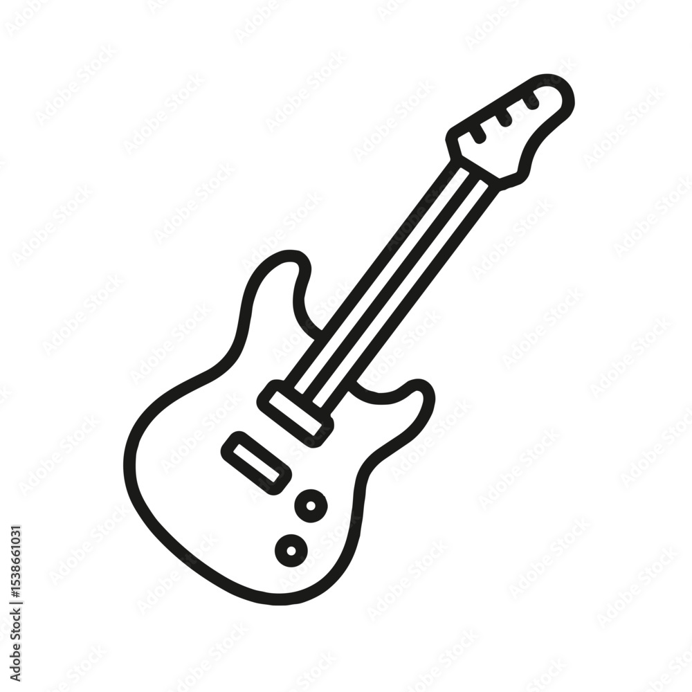 Electric guitar line icon on white background Electric guitar line icon on white background