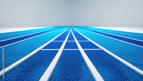 Empty blue running tracks in a stadium