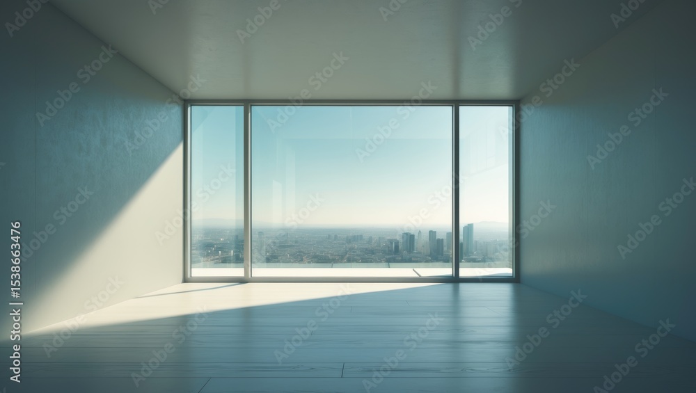 Fototapeta premium Empty interior featuring a large window