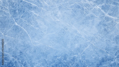 Abstract blue ice. Background texture of cracked ice. Top view of frozen surface of hockey ice
