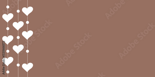 Cute mocha musse background with white hearts.