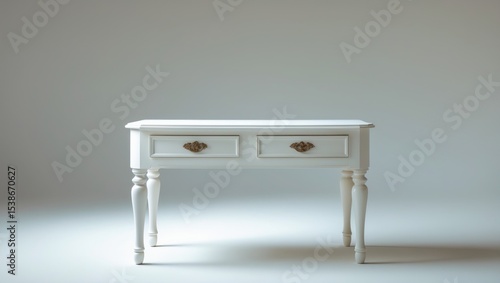 Elegant white table isolated on white surface.