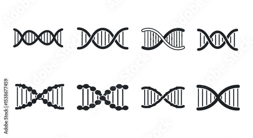 Genetic science and biology design with dna helix set for educational and scientific applications vector illustration