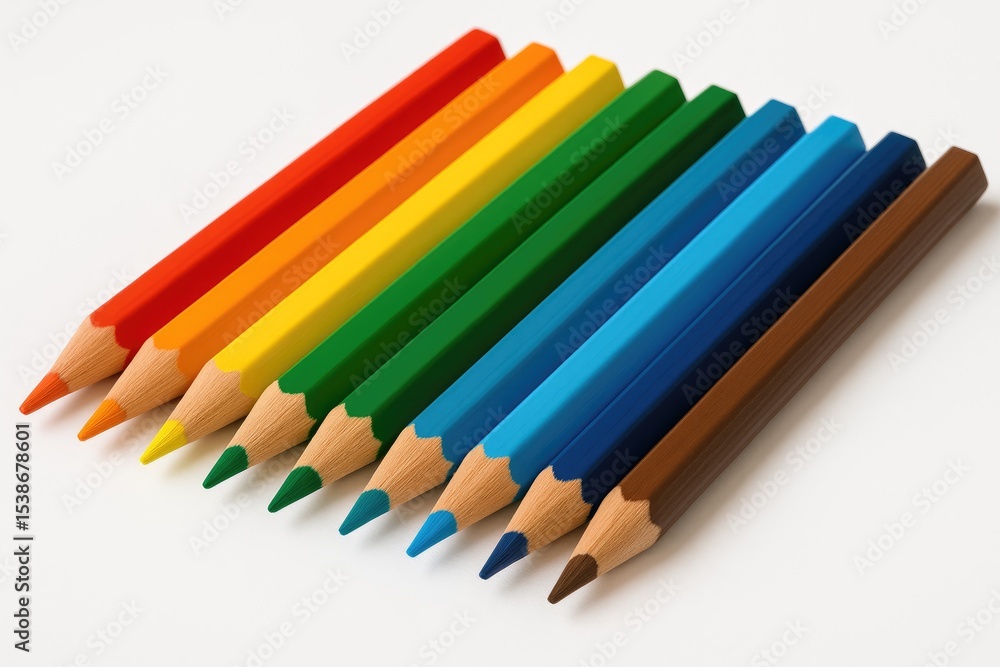 Colored pencils on a plain white backdrop Colored pencils on a plain white backdrop