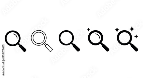 Search and discovery symbol set for digital and print design vector illustration