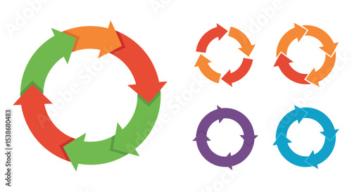Colorful circular arrow diagrams for business and infographic design vector illustration