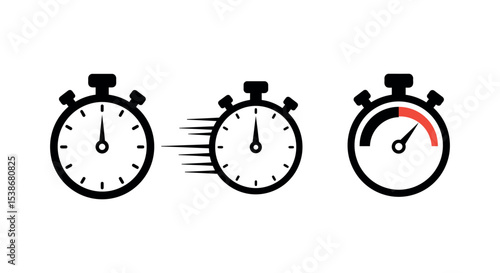 Stopwatch icons illustrating speed and time measurement for design and efficiency concepts vector illustration