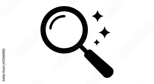 Magnifying glass icon with sparkles for search and discovery concepts vector illustration