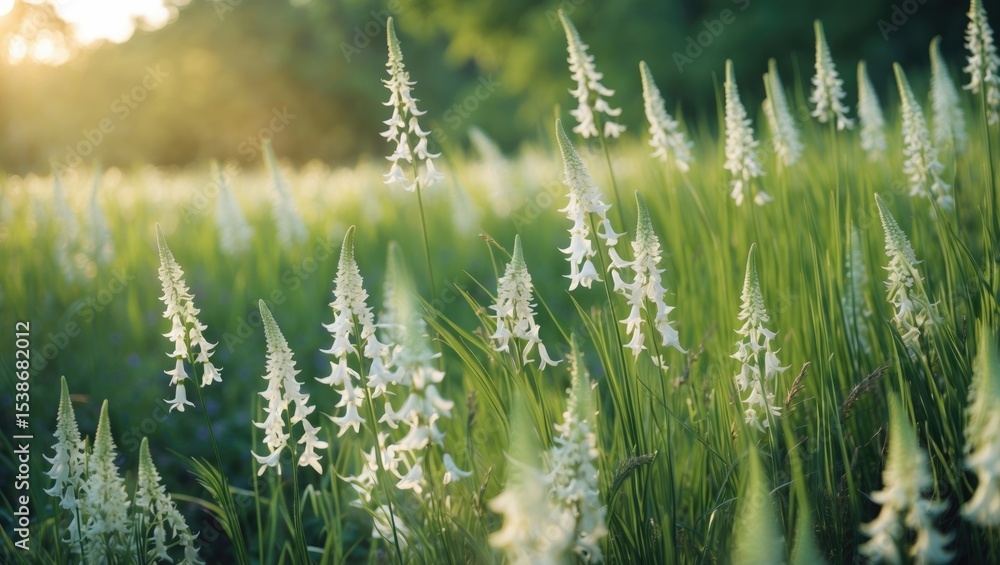 Field of White buckwheat Blossoms swaying in the breeze Field of White buckwheat Blossoms swaying in the breeze