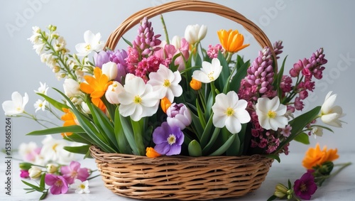 Wallpaper Mural A collection of fresh spring blossoms in a basket Torontodigital.ca