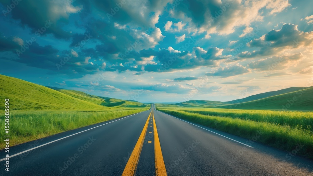 Fototapeta premium Winding Route Across Ireland's Mountains Amid Cloudy Sky