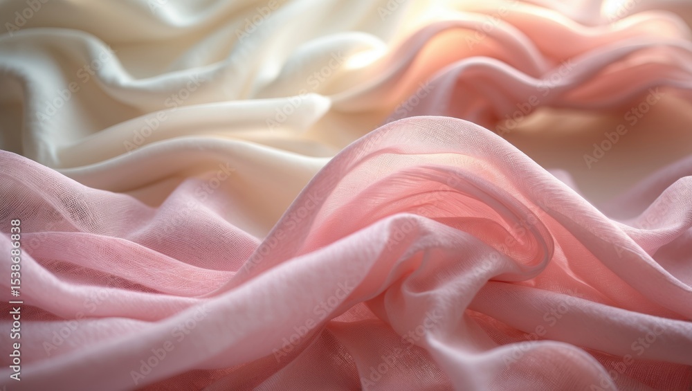Obraz premium Soft pink fabric with flowing, seamless texture and delicate pattern for elegant backgrounds