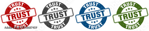 trust stamp. trust round stamp set isolated on white background