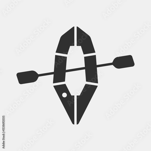 Packraft or rafting on the river. Vector icon