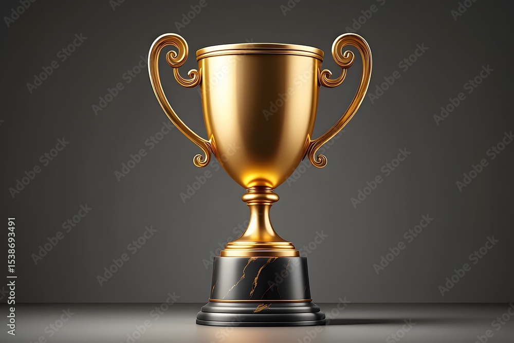 Elegant gold trophy on black marble base Elegant gold trophy on black marble base