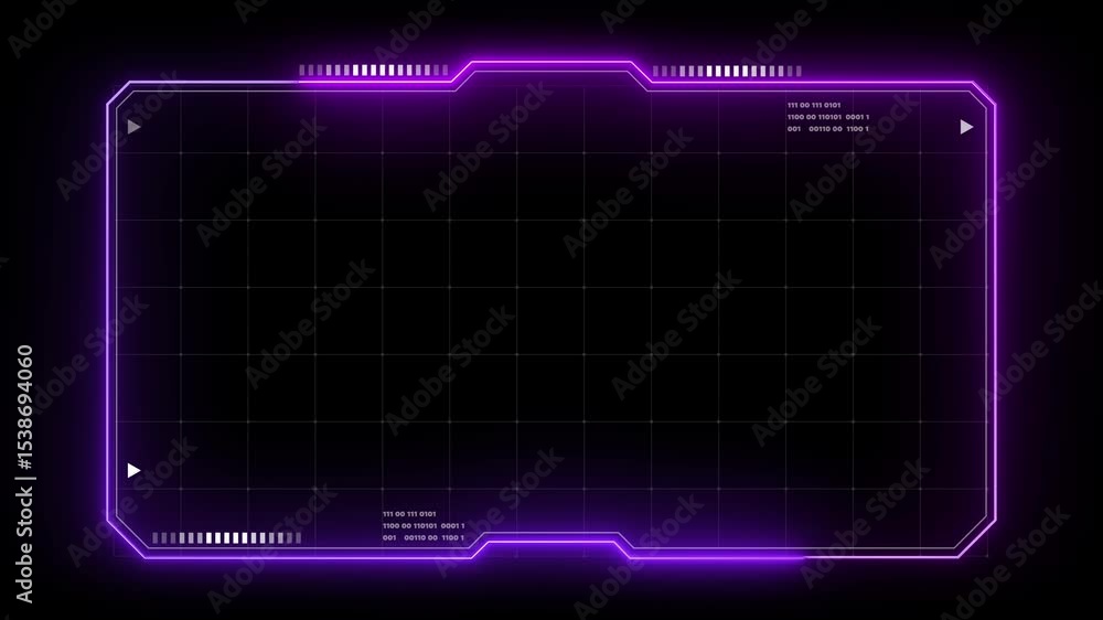 Digital HUD futuristic motion graphic element cyber generated background. Technology hologram frame border and viewfinder element. Graphics around the edges for use in movies, games and animation.