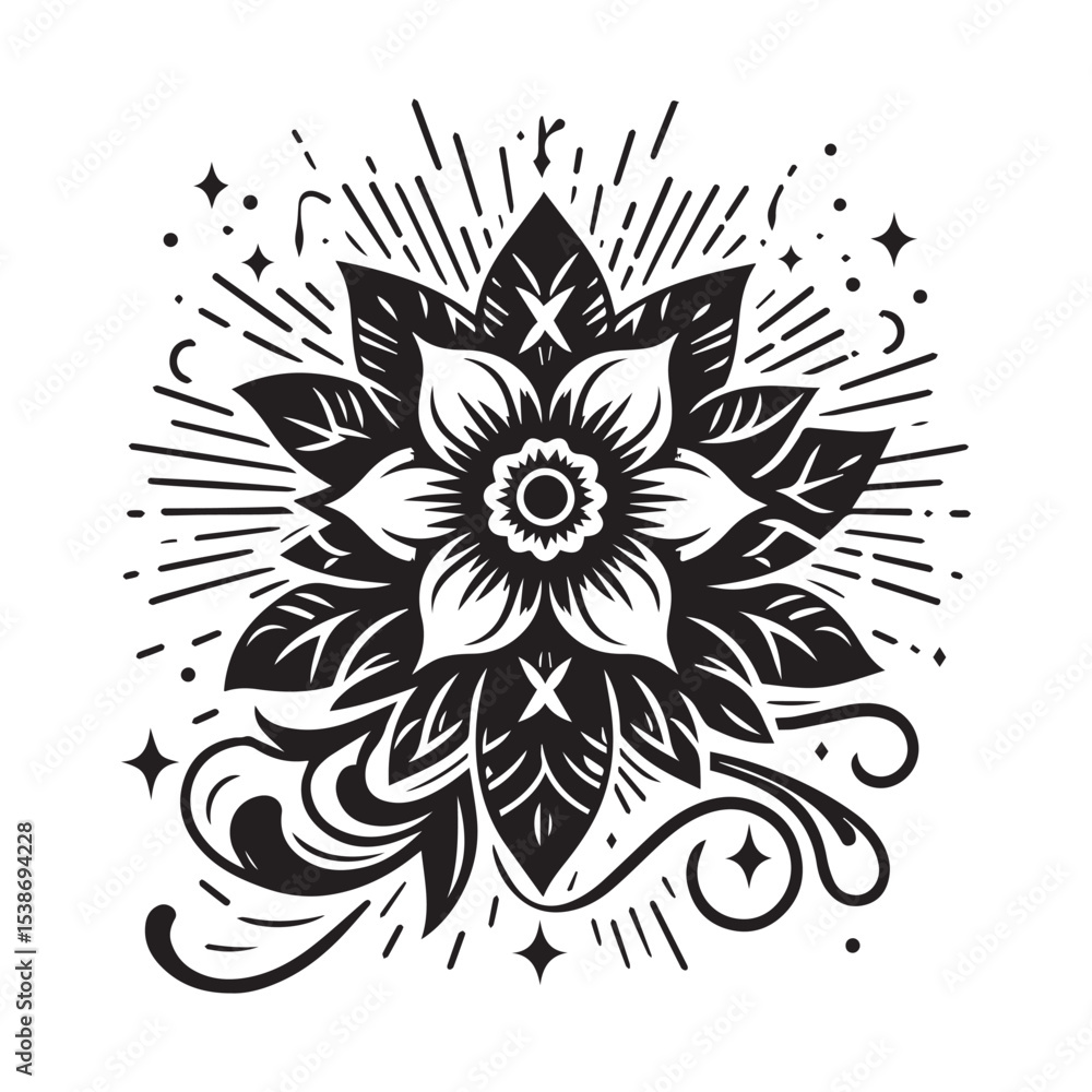 flower silhouette, editable vector image flower silhouette, editable vector image