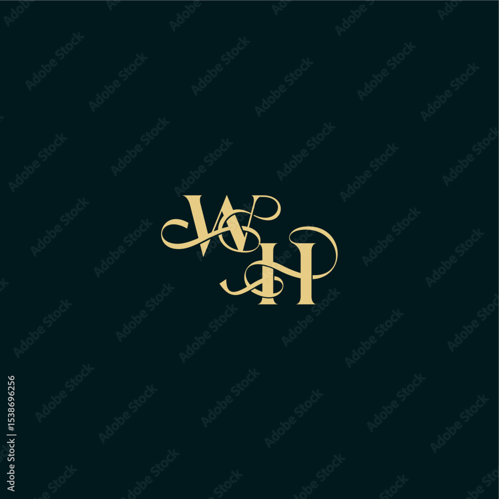 elegant and curvy style monogram WH bold concept design letter wedding logo initial elegant and curvy style monogram WH bold concept design letter wedding logo initial