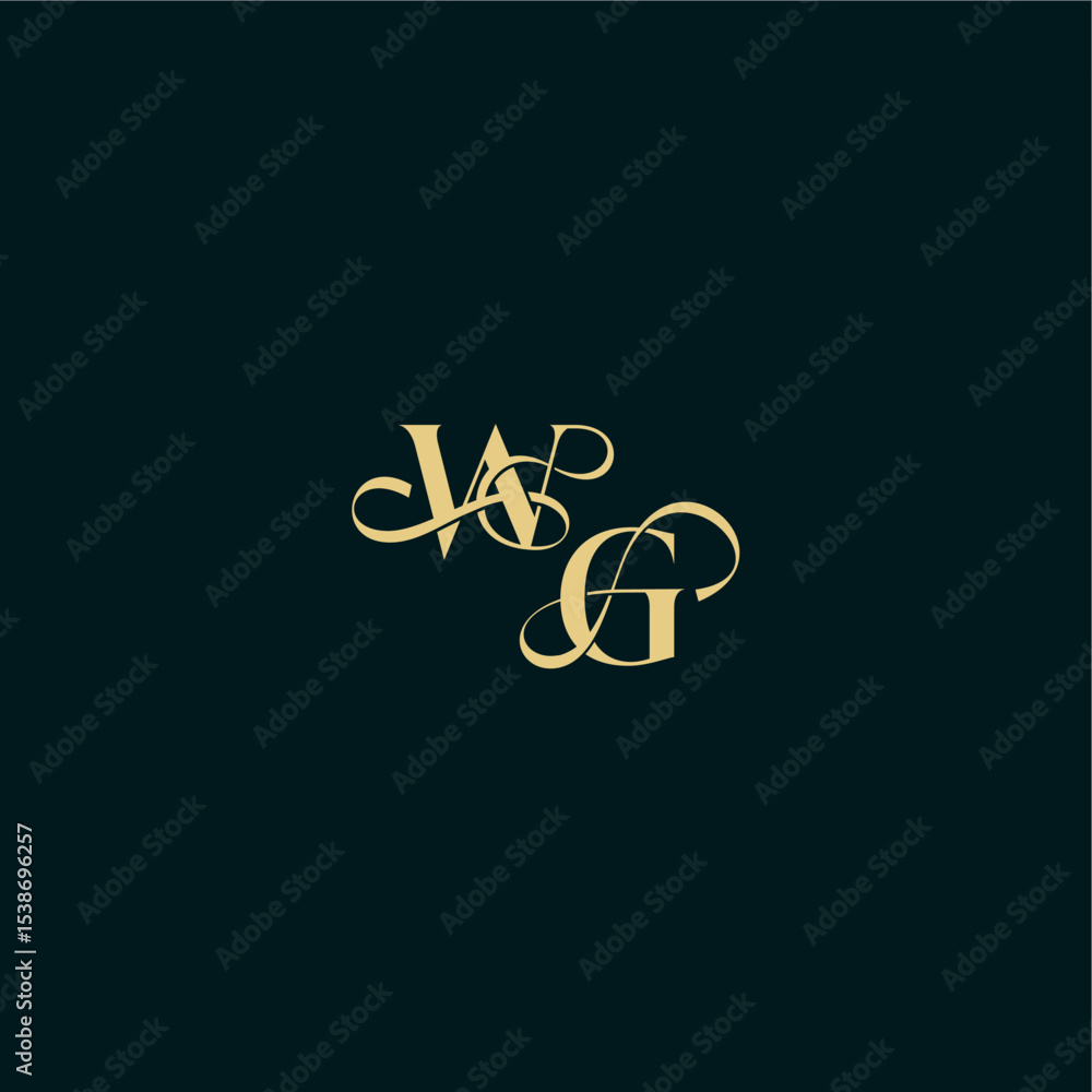 elegant and curvy style monogram WG bold concept design letter wedding logo initial elegant and curvy style monogram WG bold concept design letter wedding logo initial