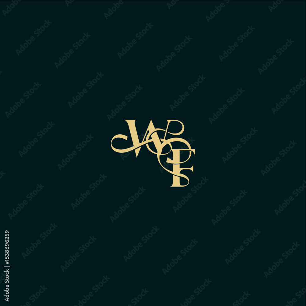 elegant and curvy style monogram WF bold concept design letter wedding logo initial elegant and curvy style monogram WF bold concept design letter wedding logo initial