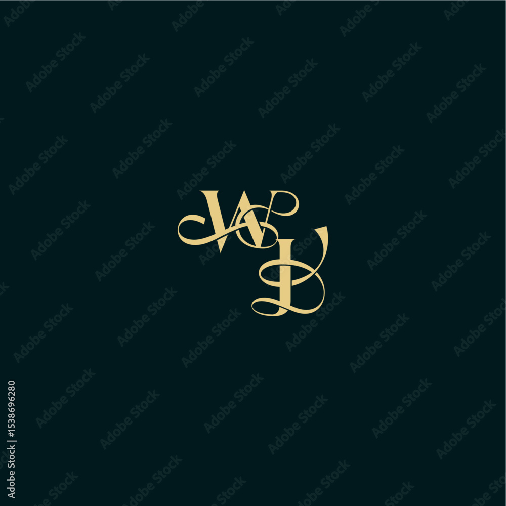 elegant and curvy style monogram WJ bold concept design letter wedding logo initial elegant and curvy style monogram WJ bold concept design letter wedding logo initial