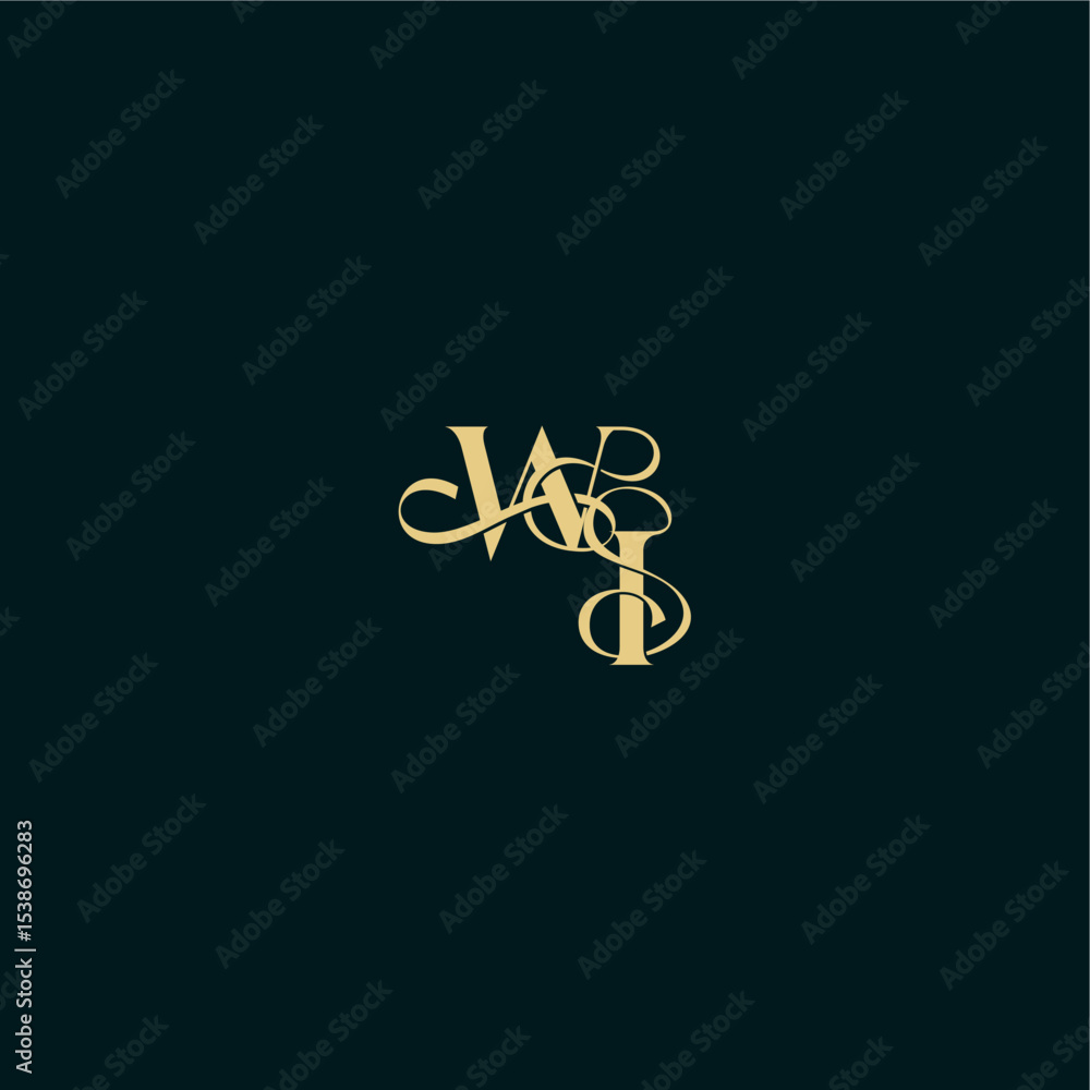 elegant and curvy style monogram WI bold concept design letter wedding logo initial elegant and curvy style monogram WI bold concept design letter wedding logo initial