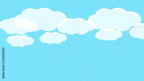 ループで流れるシンプルな雲のイラスト動画