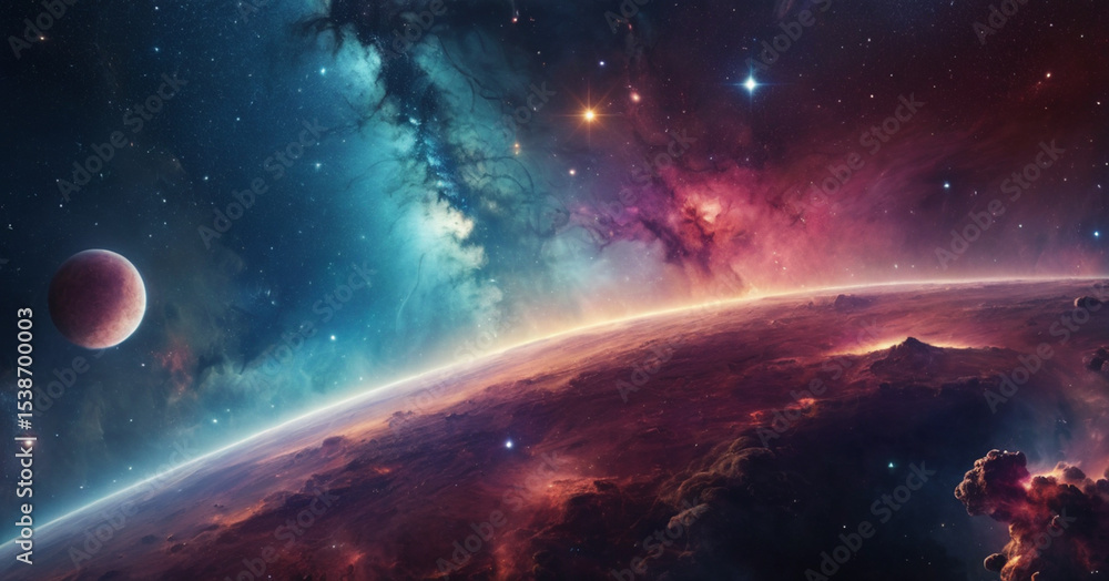 Obraz premium northern lights in the night and galaxy