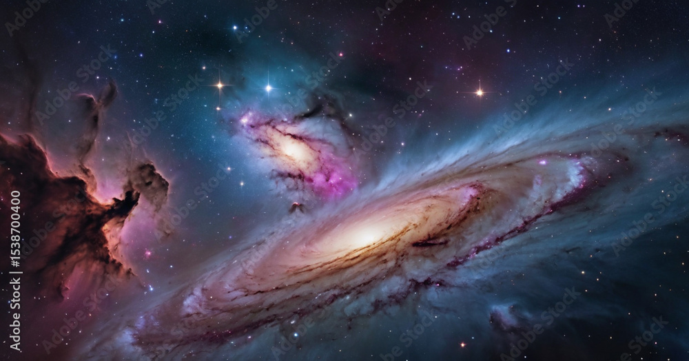 Fototapeta premium northern lights in the night and galaxy