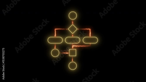 Business process and workflow automation with flowchart. Business and technology concept. Motion graphic of arranging processing management on transparent background.