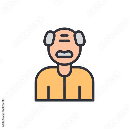 Cartoon Graphic Illustration Of An Upset Elderly Man On Transparent