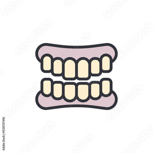 Whimsical Illustration Of Upper And Lower Set Of Artificial Teeth