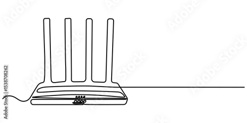 Wi-Fi router line continuous drawing vector. One line Wi-Fi router vector background, Continuous one line drawing of Wi-Fi router,  Continuous outline of Wi-Fi router.                                 
