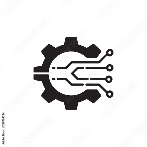 Gear and Circuit Technology Logo Icon Vector