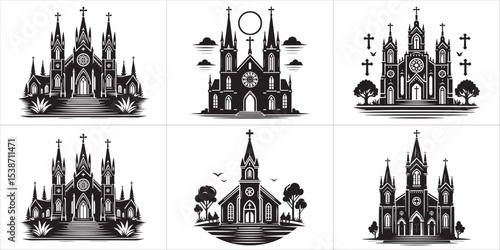 Church Clipart Design. Church Silhouette Design.