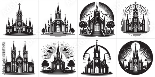 Church Silhouette Clipart Design. 