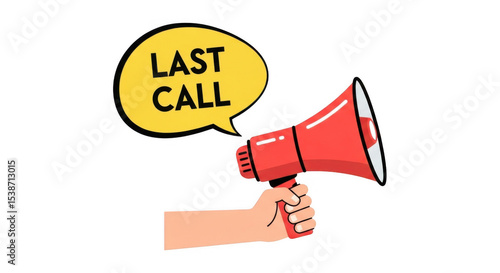 Last Call Announcement with Megaphone PNG Image for Promotion and Marketing