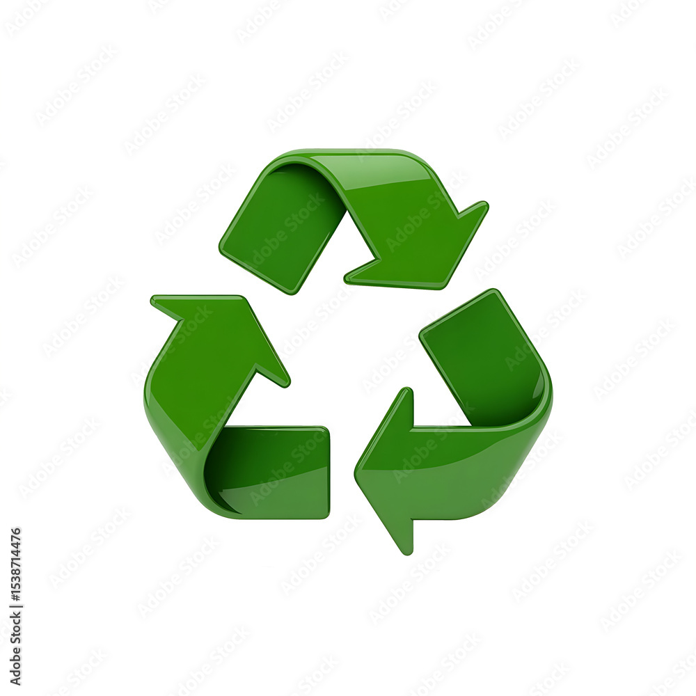 Fototapeta premium 3D Green Recycling Symbol Isolated on transparent Background