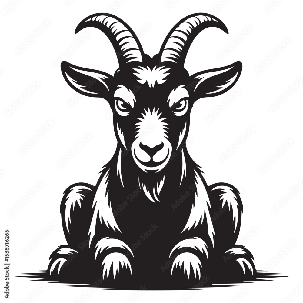 Obraz premium Detailed Full-Body Goat Vector Illustration Elegant Black Silhouette for Wildlife and Agricultural Design Projects High-Resolution Vector Perfect for Logos, Branding, and Digital Media . Thank You. 