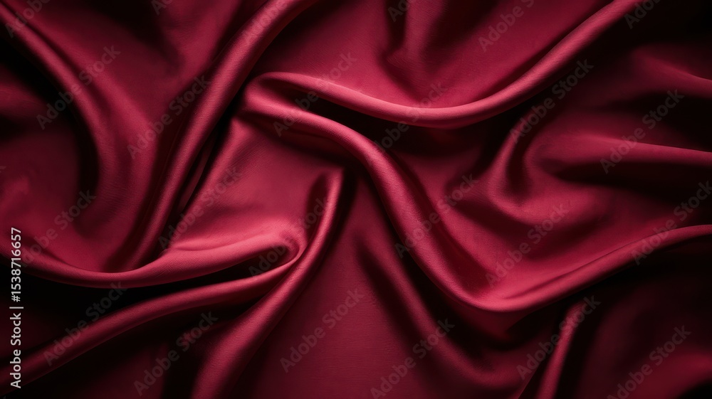 Obraz premium Close-Up of Crimson Satin Fabric with Flowing Soft Folds