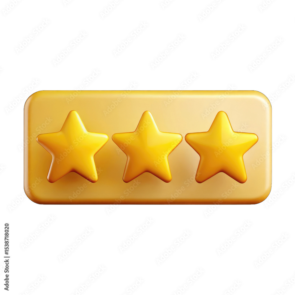 Fototapeta premium Three gold stars rating icon isolated on transparent background