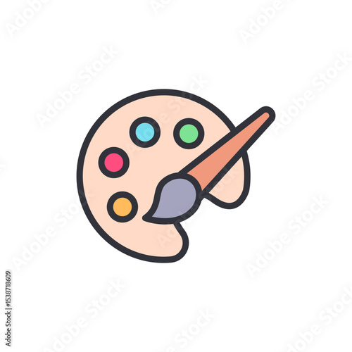 Creative Artistic Palette And Paintbrush Icon With Vibrant Colors