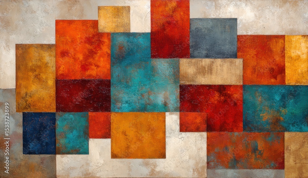 Abstract composition of overlapping squares in earthy tones Abstract composition of overlapping squares in earthy tones