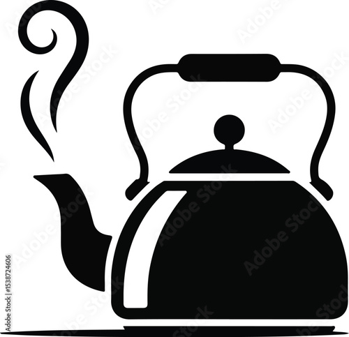 Classic kettle, steam curling upwards, symbolizing warmth, home, and the simple pleasures of a comforting beverage.