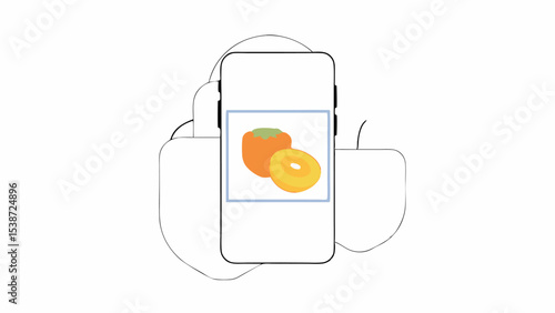 Persimmon Fruit on Smartphone Screen