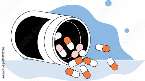 Spilled Pills from Medicine Bottle