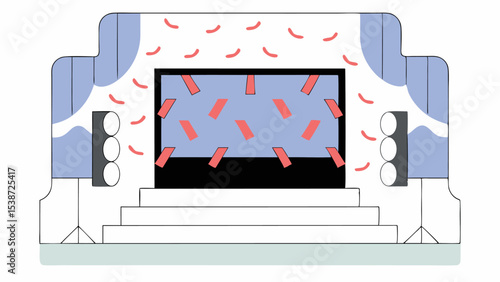 Stage with Confetti Celebration